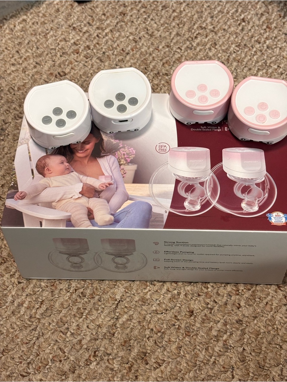 Electric Breast Pump Double Set - Pink & White